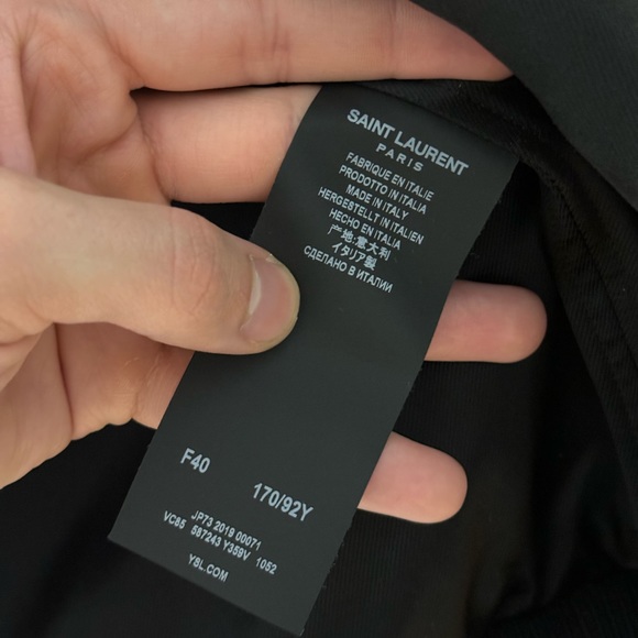 Saint Laurent Satin Bomber Jacket with Logo and Crystals - Picture 6 of 6